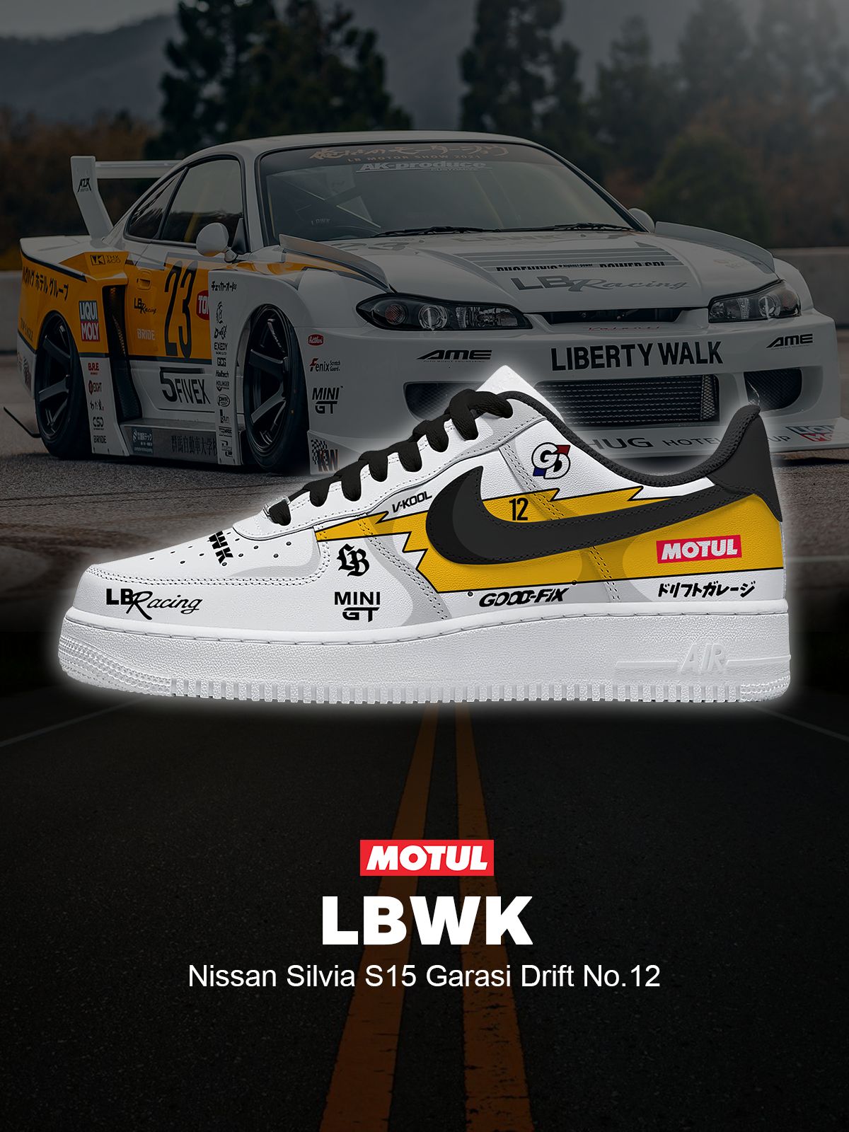 Silvia S15 Garasi Drift Nr. 12 Custom Air-Style Sneakers