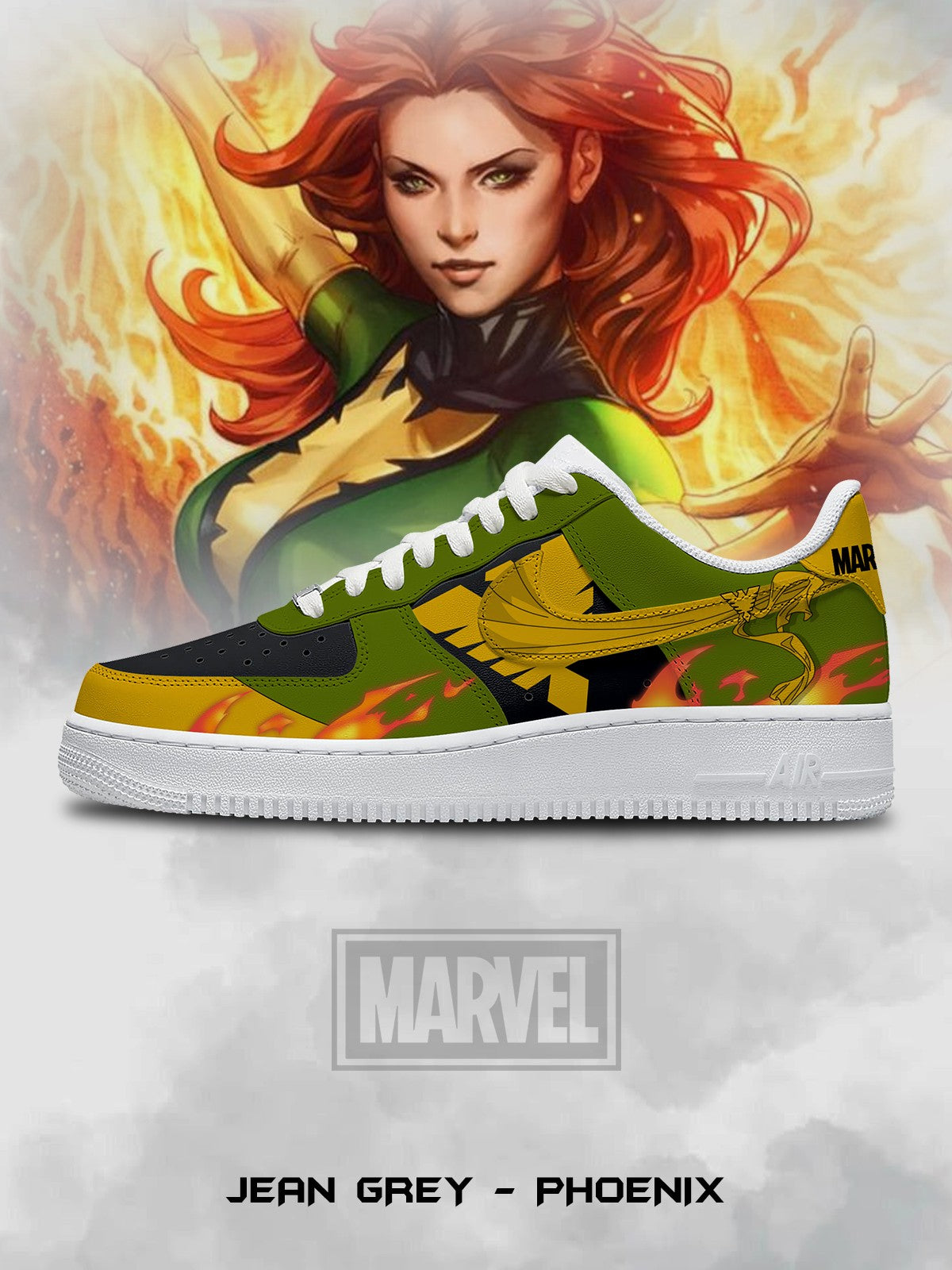 Jean Grey - Zapatillas deportivas personalizadas Phoenix V.1 Air-Style