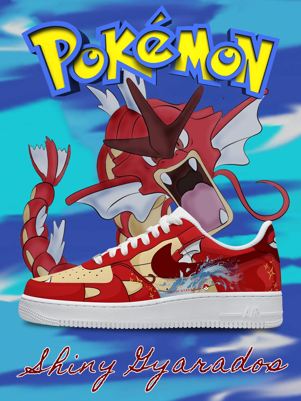 Glänzende Garados V.2 Custom Air-Style Sneakers