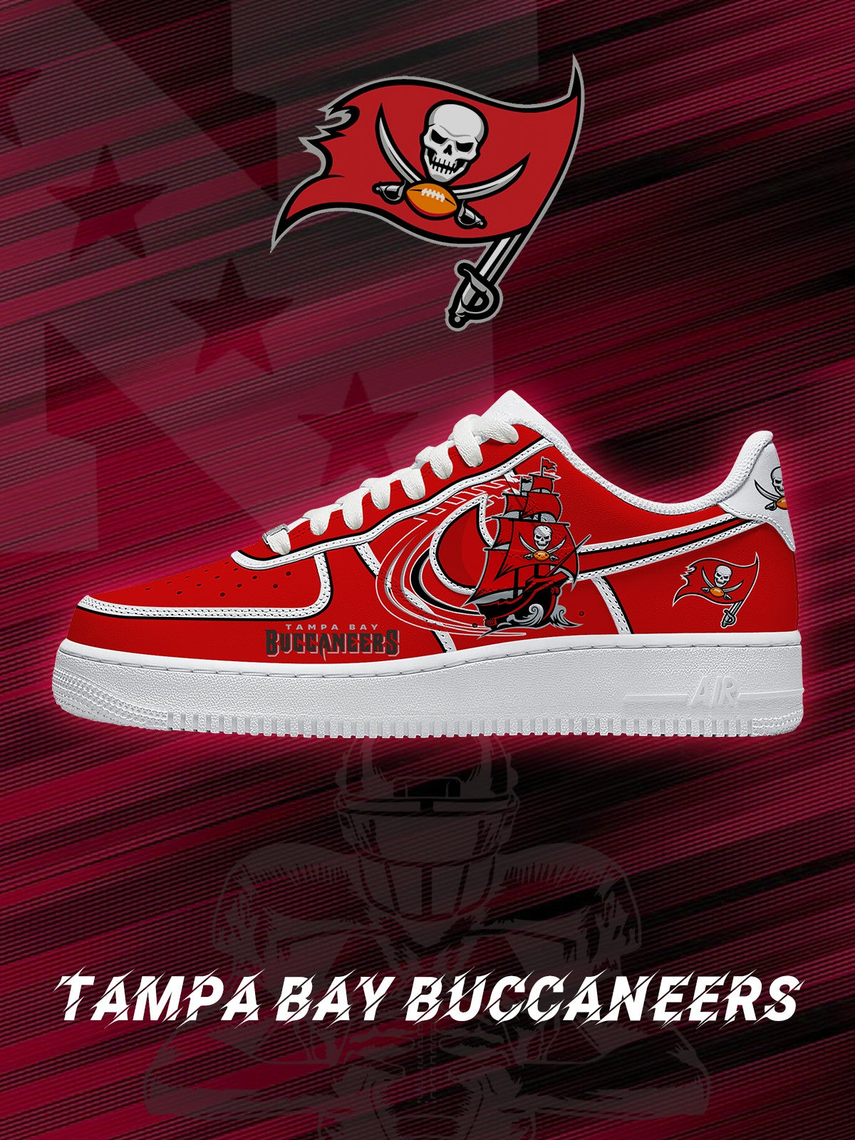 Zapatillas deportivas personalizadas estilo Air de Tampa Bay Football V.2
