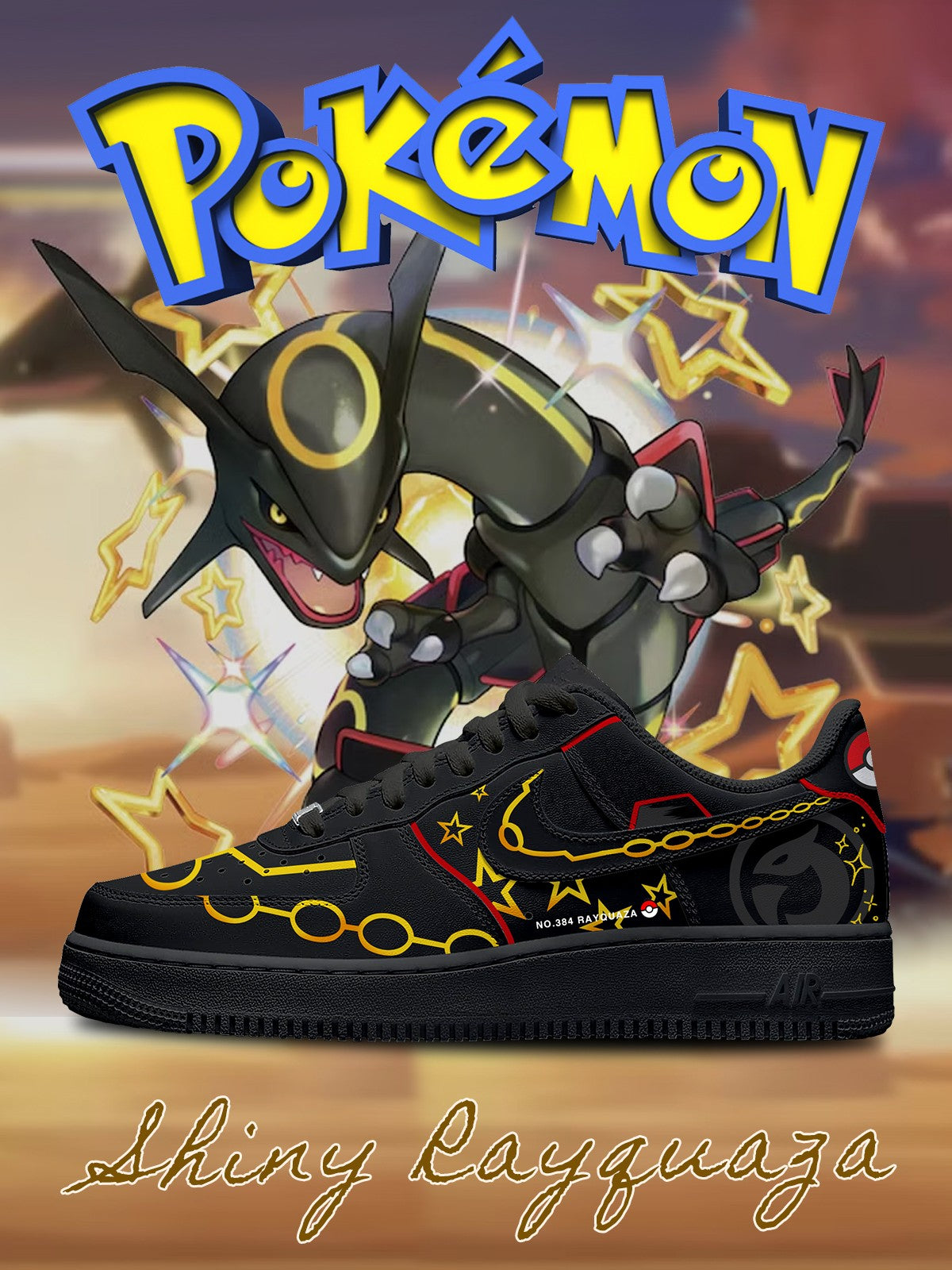 Glänzende Rayquaza V.2 Custom Air-Style Sneakers
