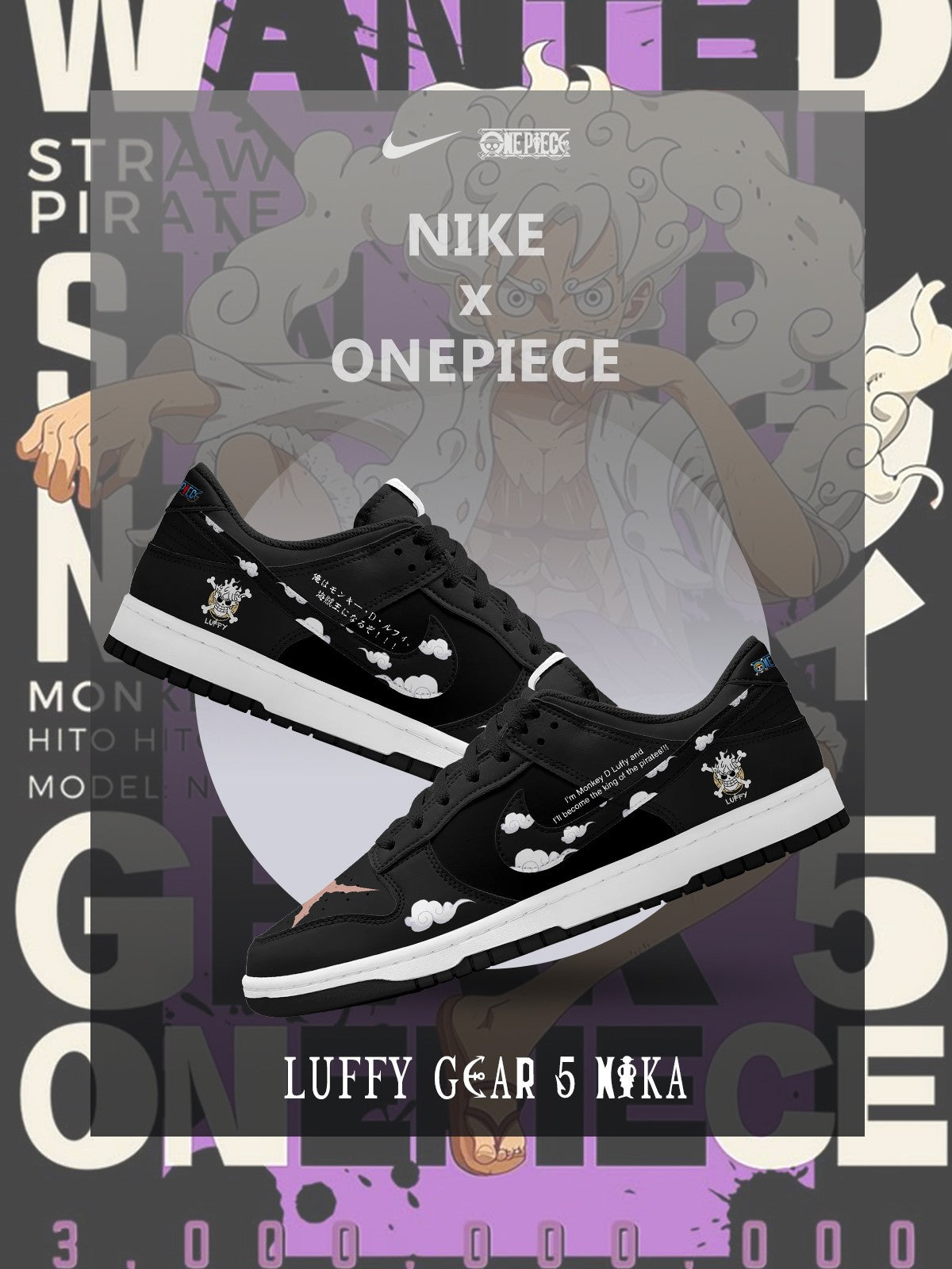 Luffy Gear 5 Nika V.3 Custom SB-Style Sneakers
