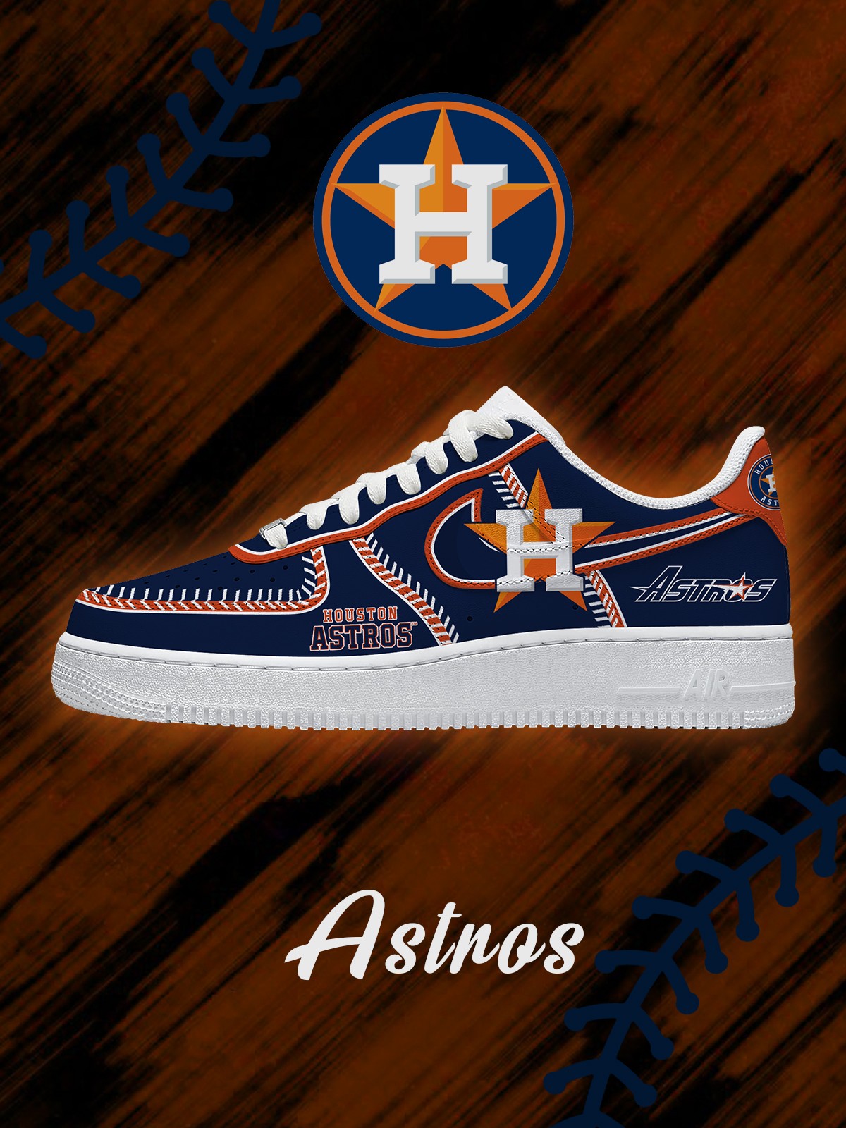 Zapatillas deportivas personalizadas estilo Air de Houston Baseball V.2