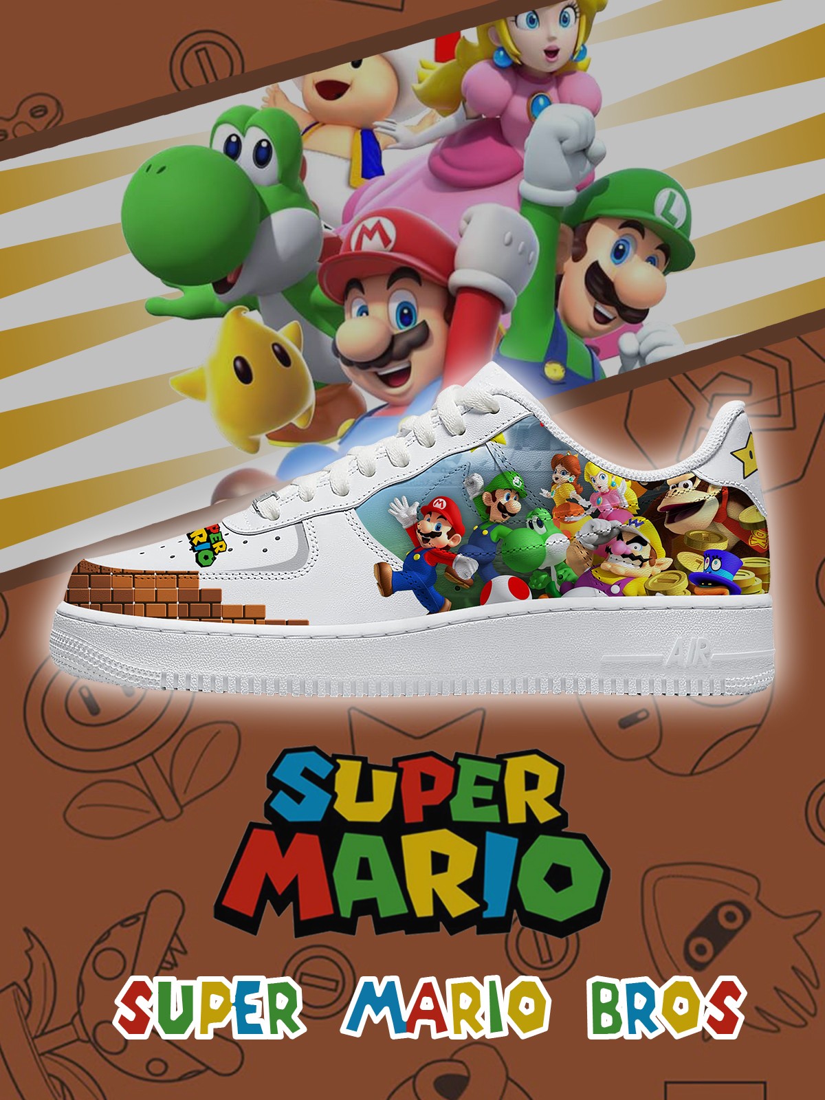Mario Team V.1 Custom Air-Style Sneakers