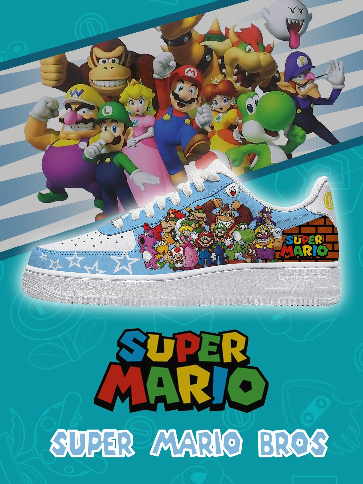 Mario Team V.2 Custom Air-Style Sneakers