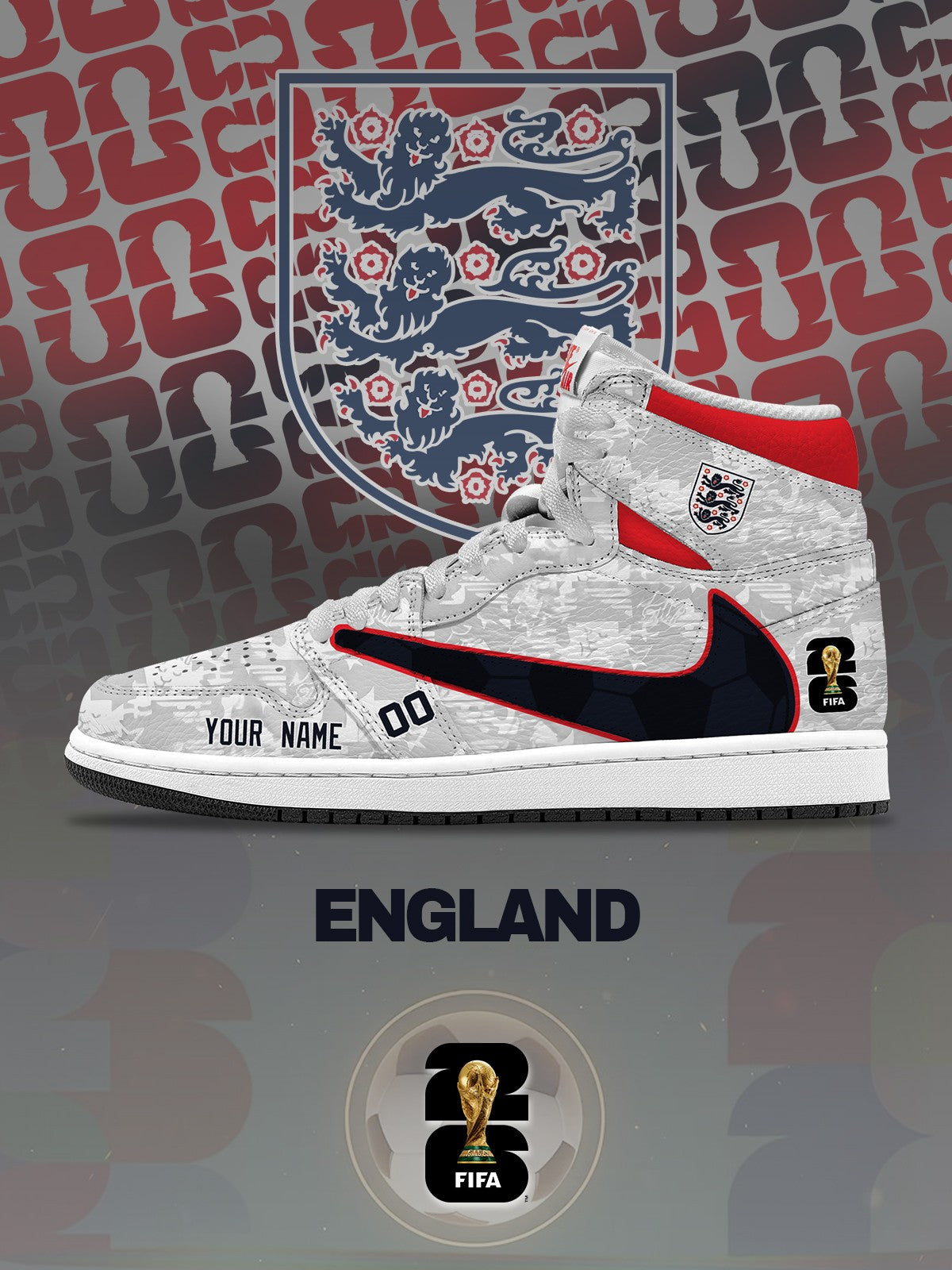 World Cup 2026 England V.1 Custom TS High Sneakers