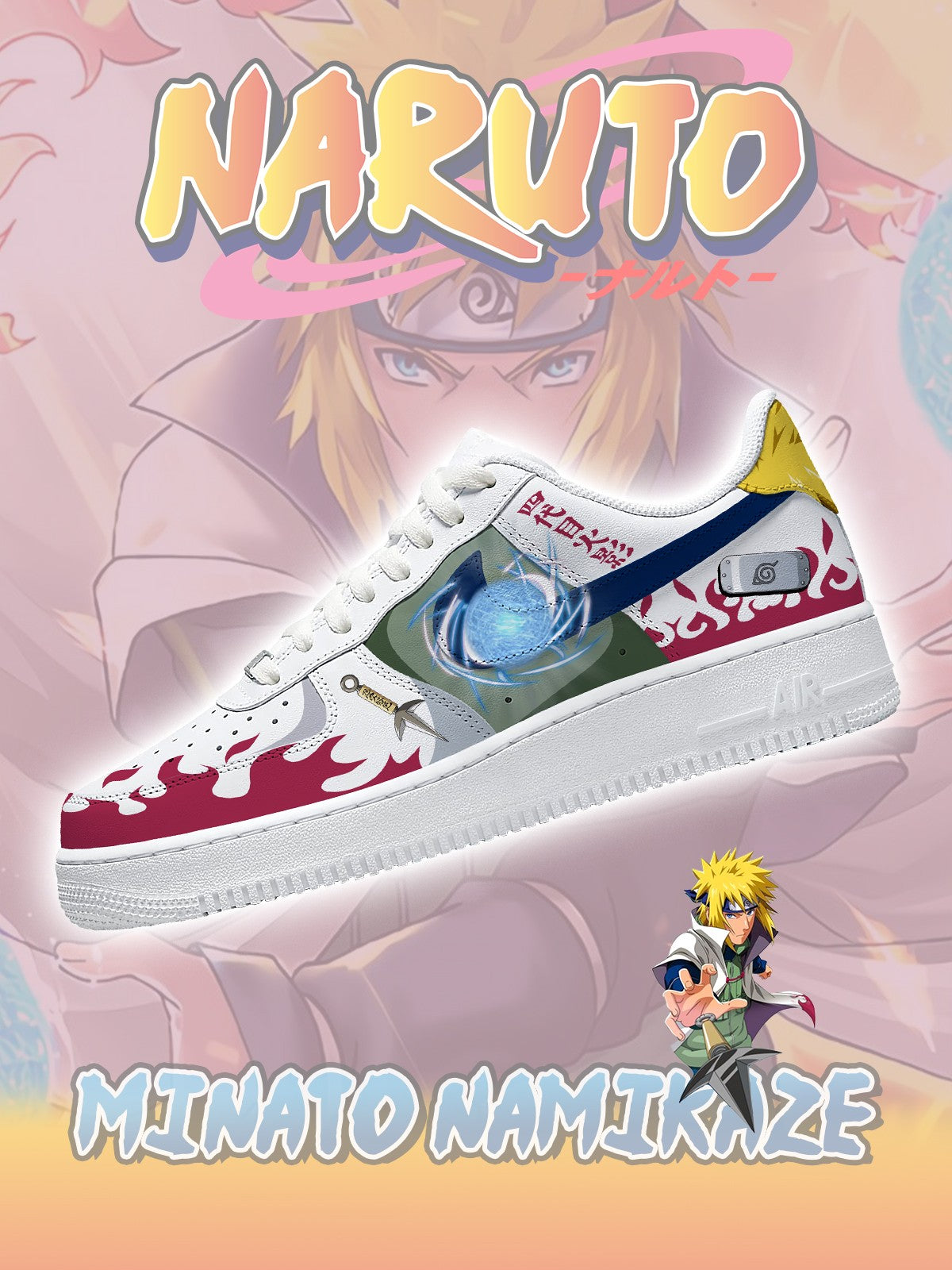 Zapatillas Air-Style personalizadas del Cuarto Hokage Minato Namikaze