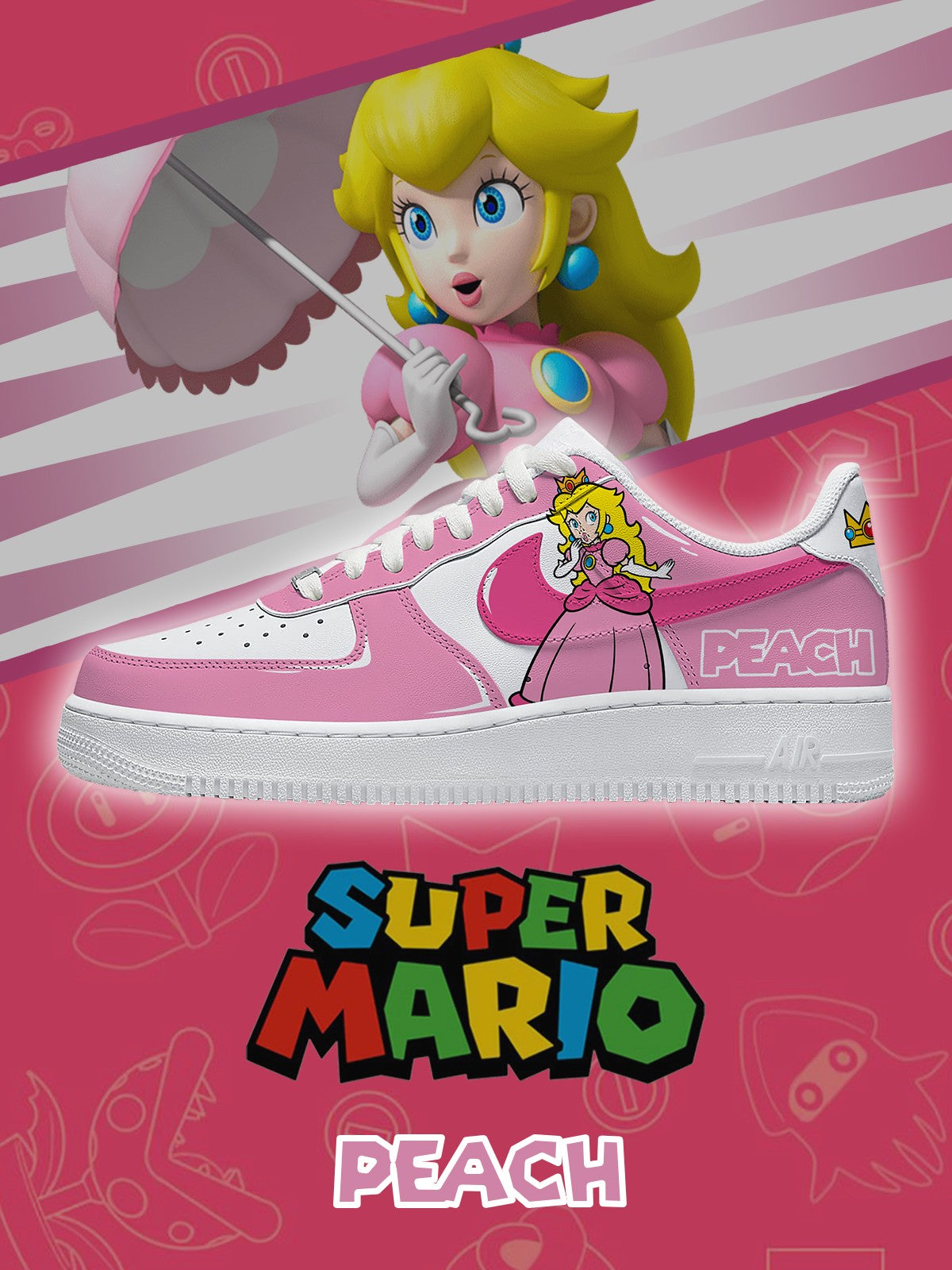 Princess Peach V.1 Custom Air-Style Sneakers
