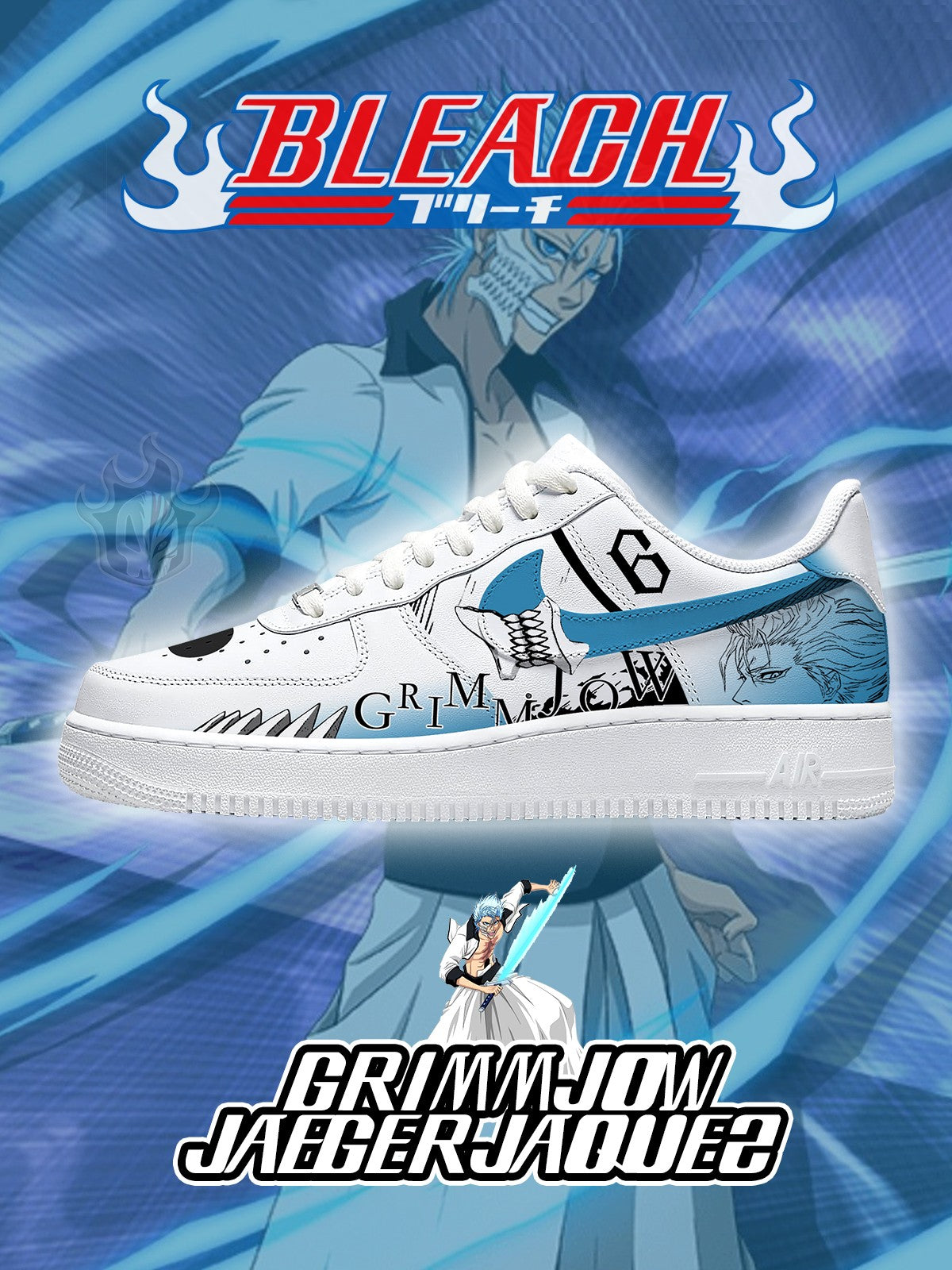 Grimmjow Jaegerjaquez Custom Air-Style Sneakers