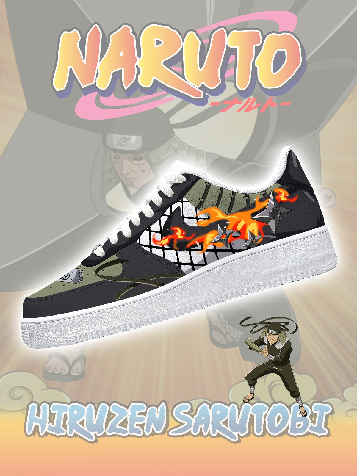 Zapatillas deportivas personalizadas estilo aire del Tercer Hokage Hiruzen Sarutobi