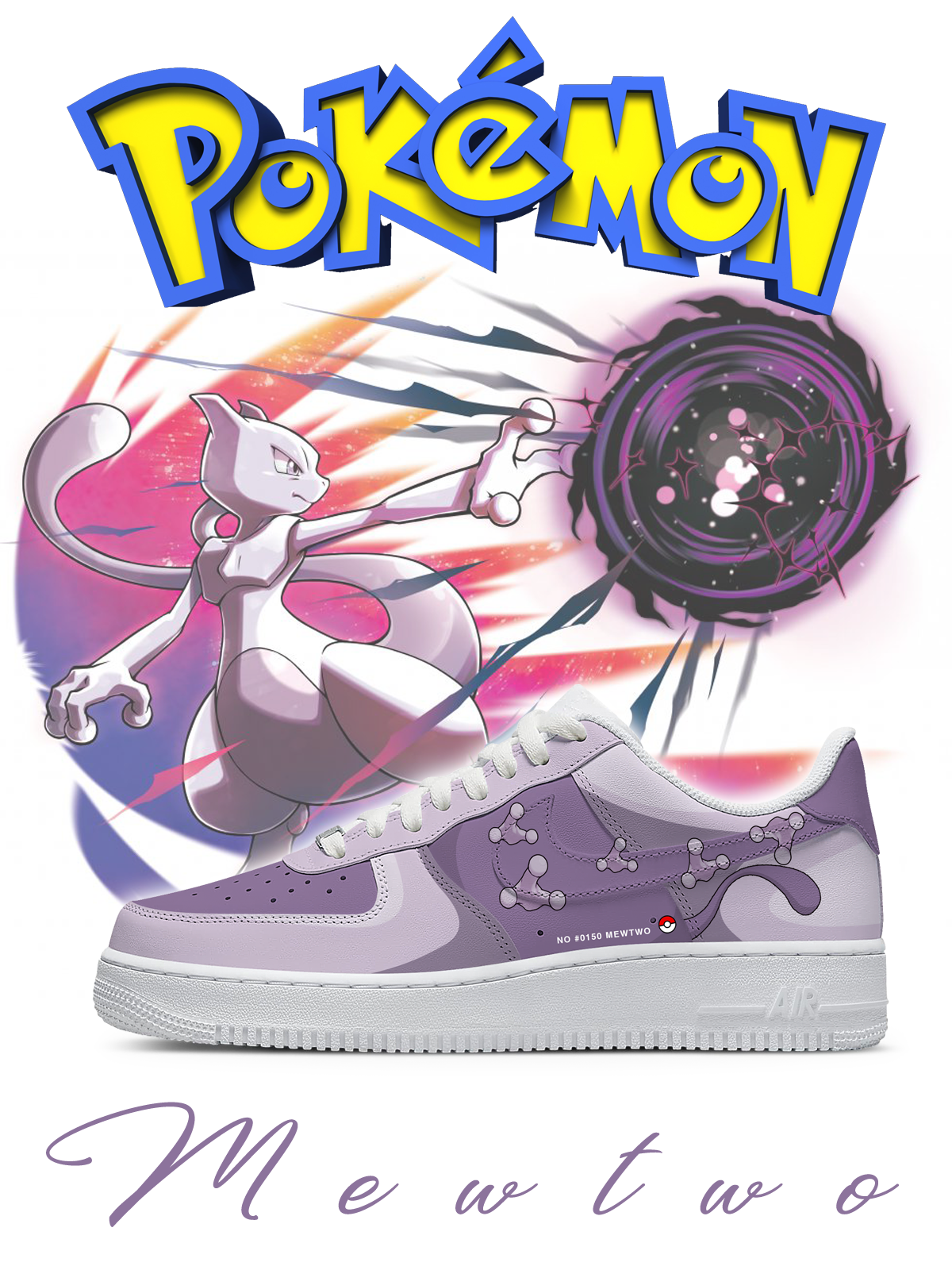 Zapatillas Air-Style personalizadas Mewtwo Style 2 n.° 0150