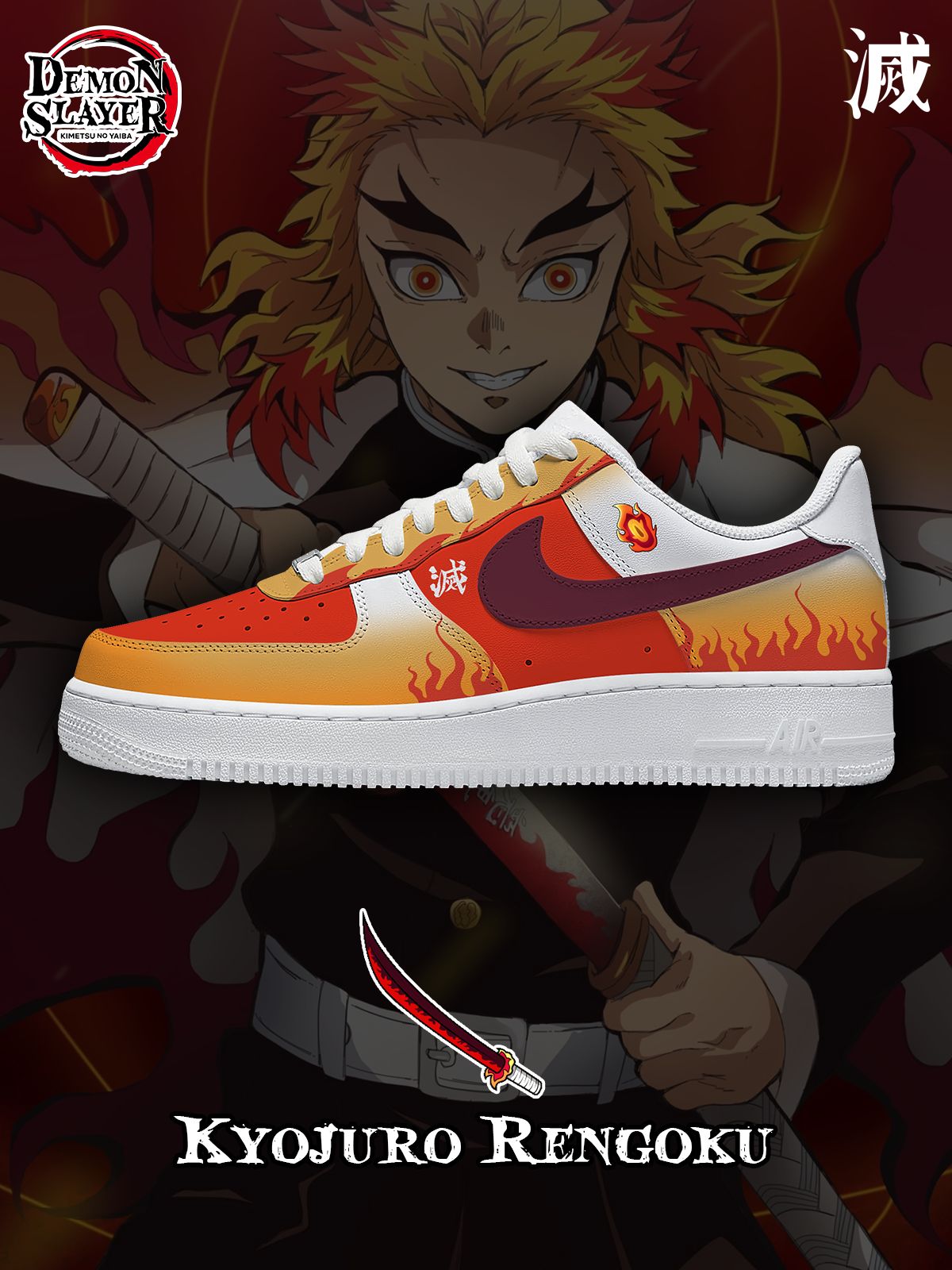 Kyojuro Rengoku V.1 Custom Air-Style Sneakers