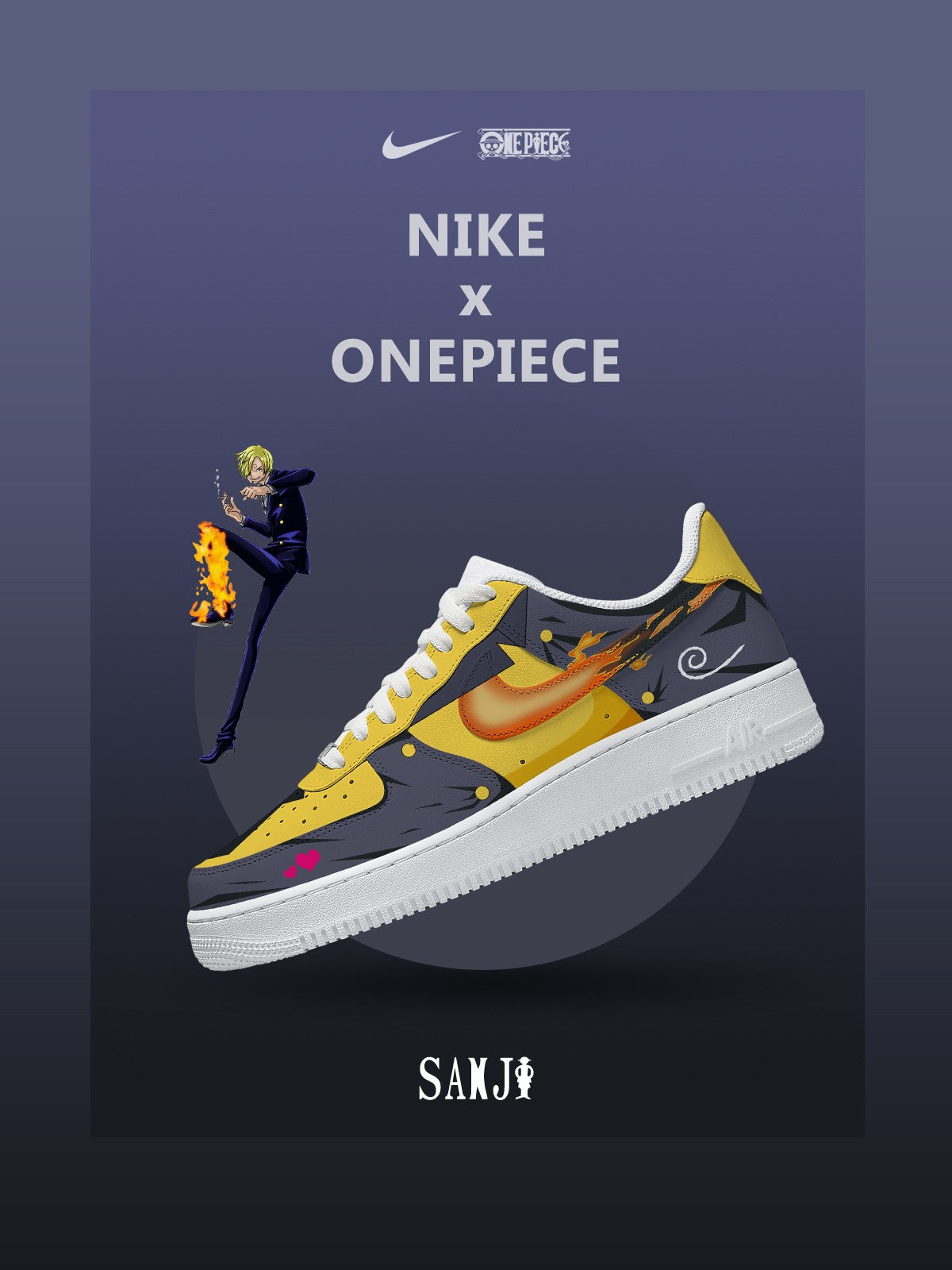 Zapatillas deportivas personalizadas estilo Air de Black Leg Sanji V.3