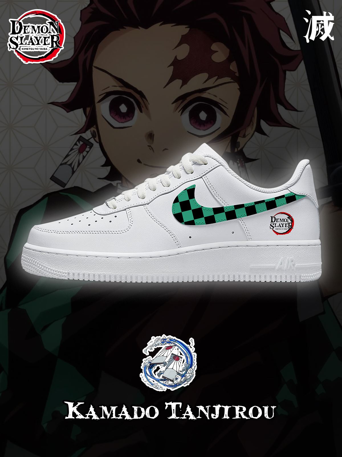 Zapatillas deportivas estilo aire personalizadas Tanjiro Kamado V.1