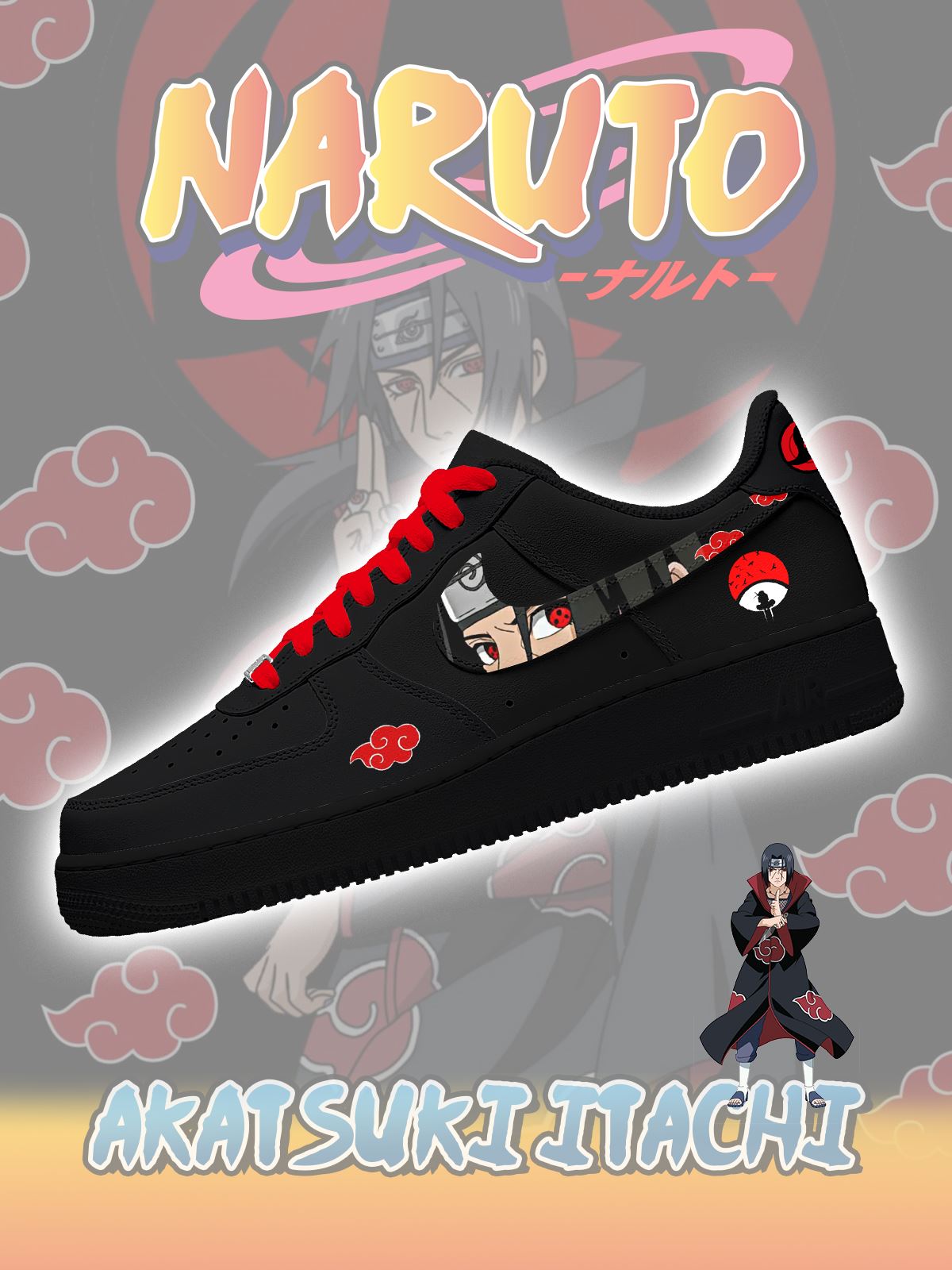 Zapatillas deportivas personalizadas Akatsuki Itachi Uchiha No.2 Air-Style