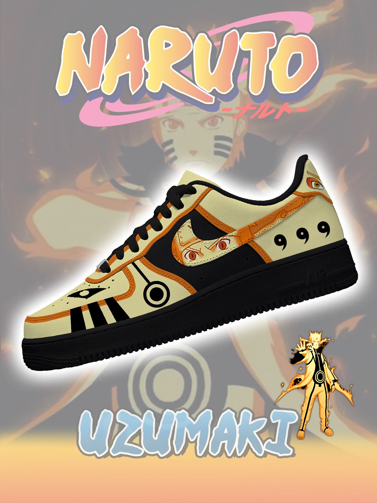 Zapatillas deportivas personalizadas estilo Air de Uzumaki Naruto n.° 3