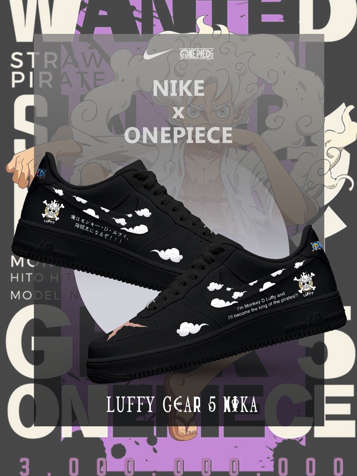 Luffy Gear 5 Nika V.10 Custom Air-Style Sneakers