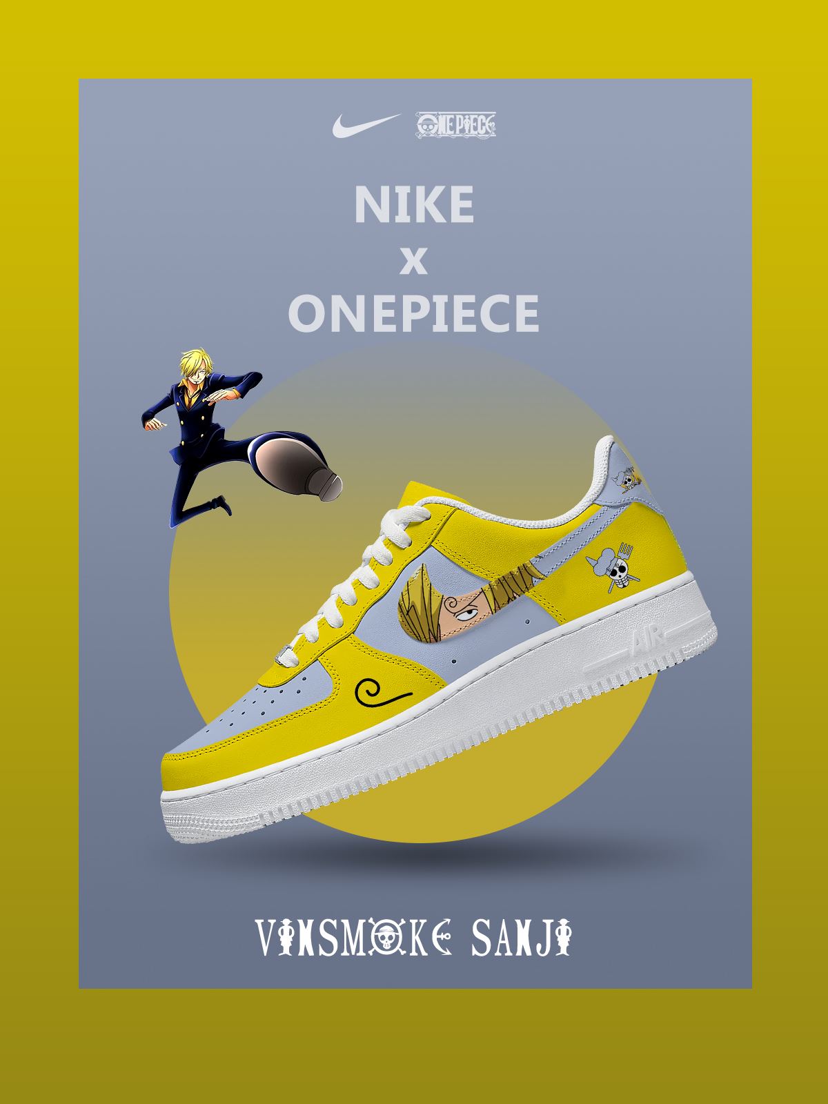 Zapatillas deportivas estilo aire personalizadas Vinsmoke Sanji V.1