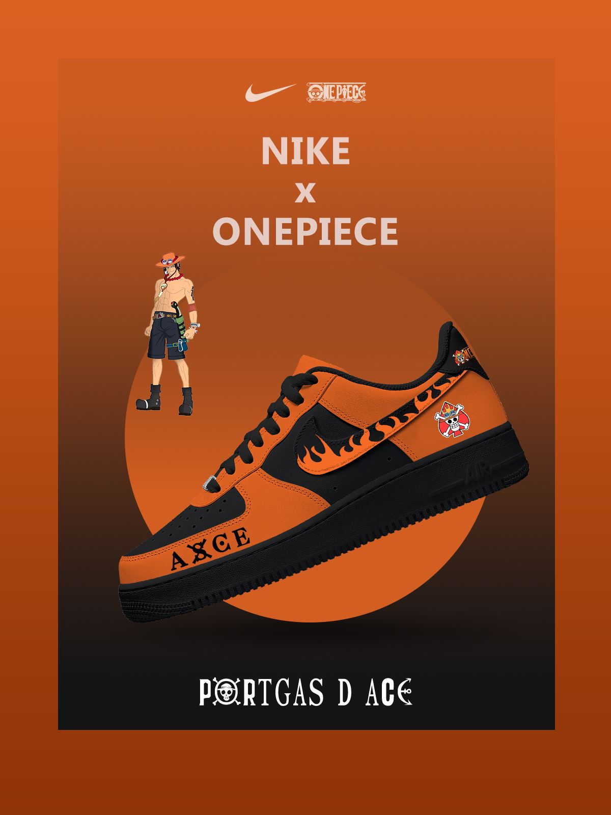 Portgas D Ace V.2 Custom Air-Style Sneakers
