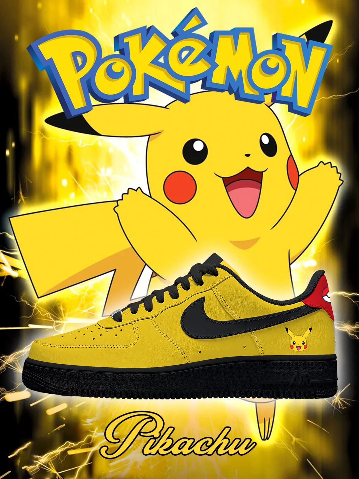 Zapatillas deportivas personalizadas estilo Air de Pikachu