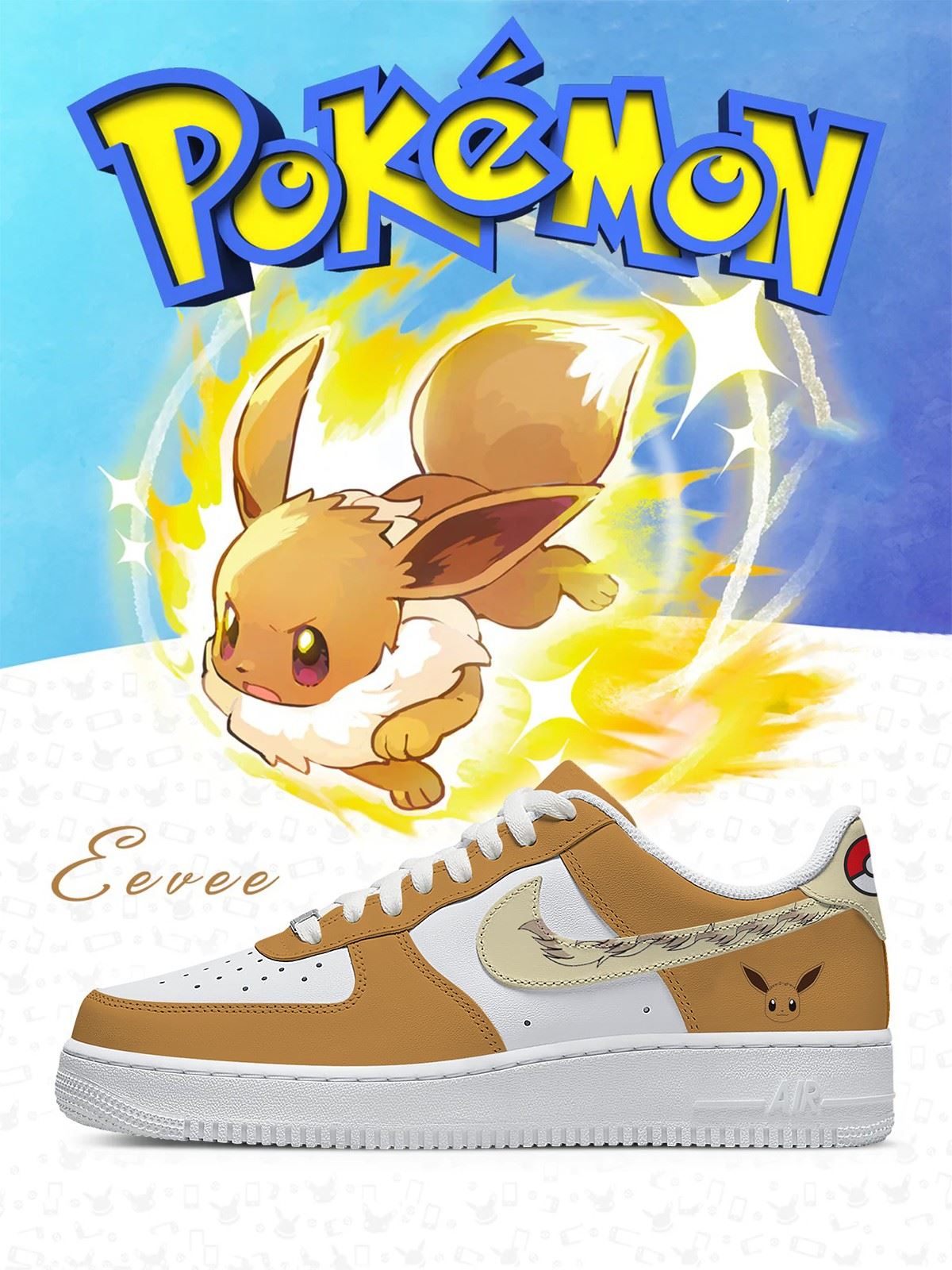 Zapatillas Air-Style personalizadas estilo Eevee n.° 0133