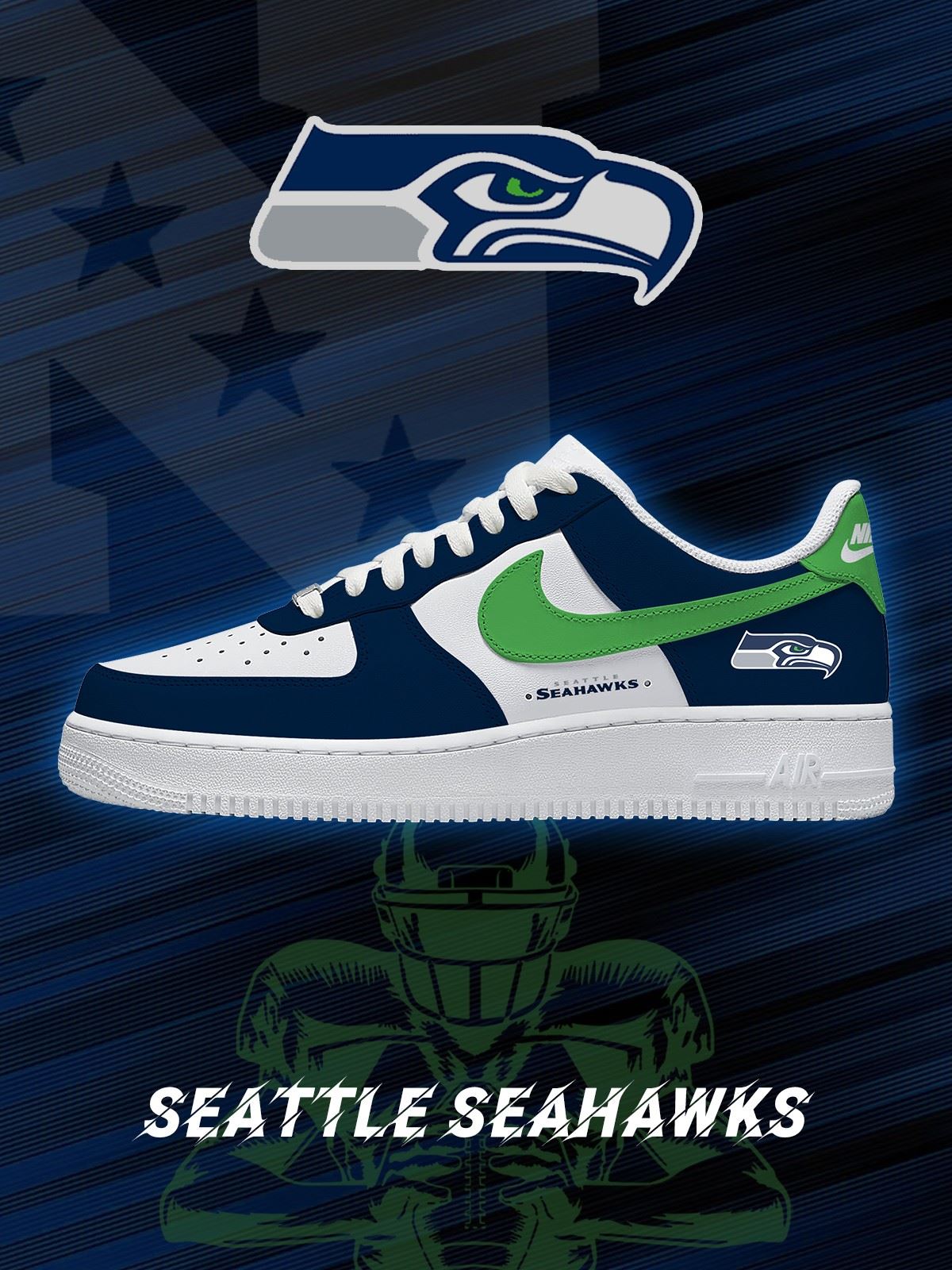 Zapatillas Air-Style personalizadas de Seattle Football