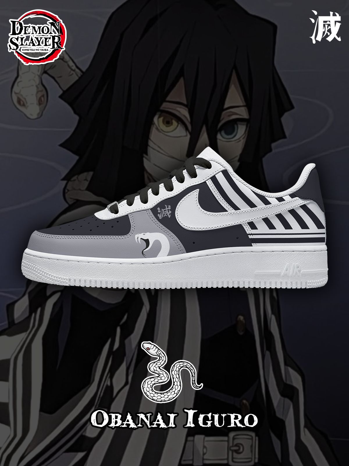 Obanai Iguro V.1 Custom Air-Style Sneakers