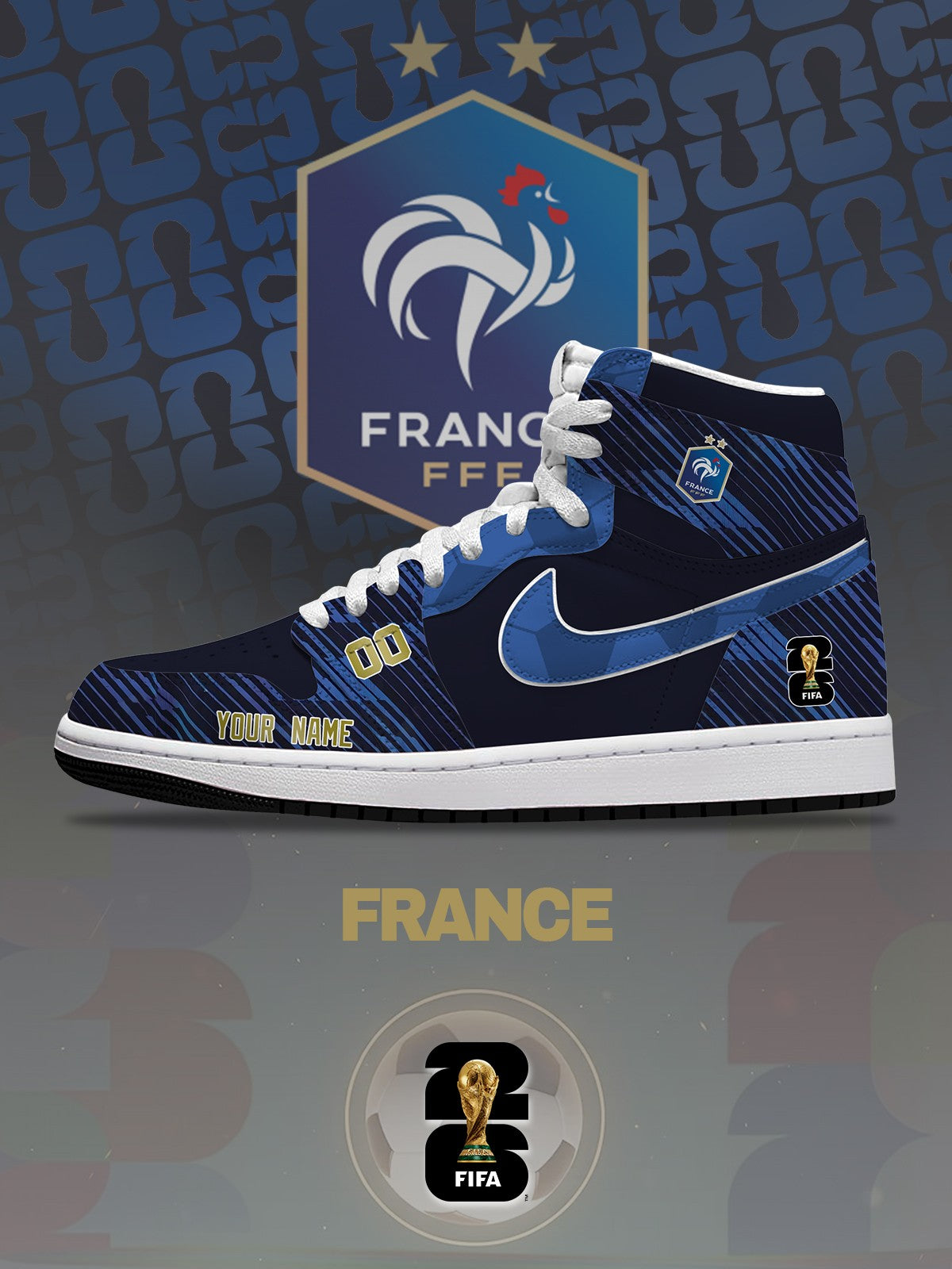 World Cup 2026 France V.1 Custom High-Top Sneakers