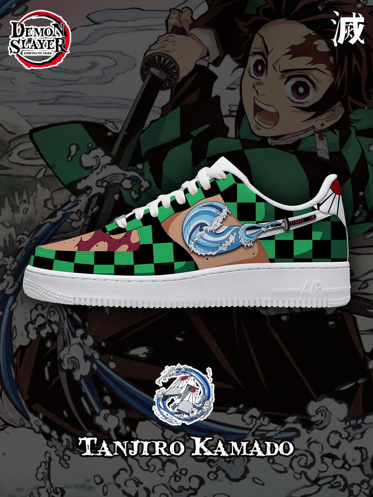 Zapatillas deportivas estilo aire personalizadas Tanjiro Kamado V.1