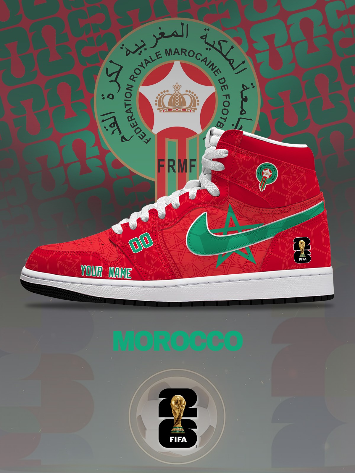 World Cup 2026 Morocco V.1 Custom High-Top Sneakers