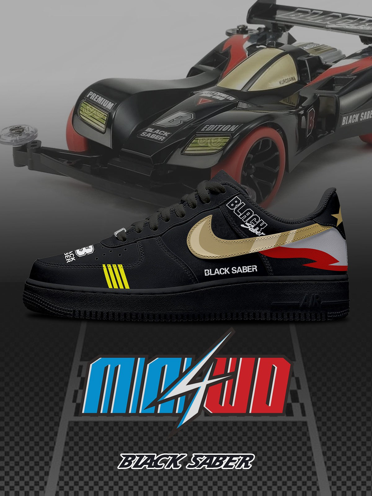 Black Saber V.1 Custom Air-Style Sneakers