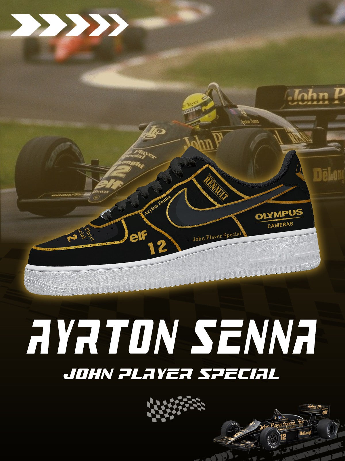 Ayrton Senna John Player Special V.1 Custom Air-Style Sneakers