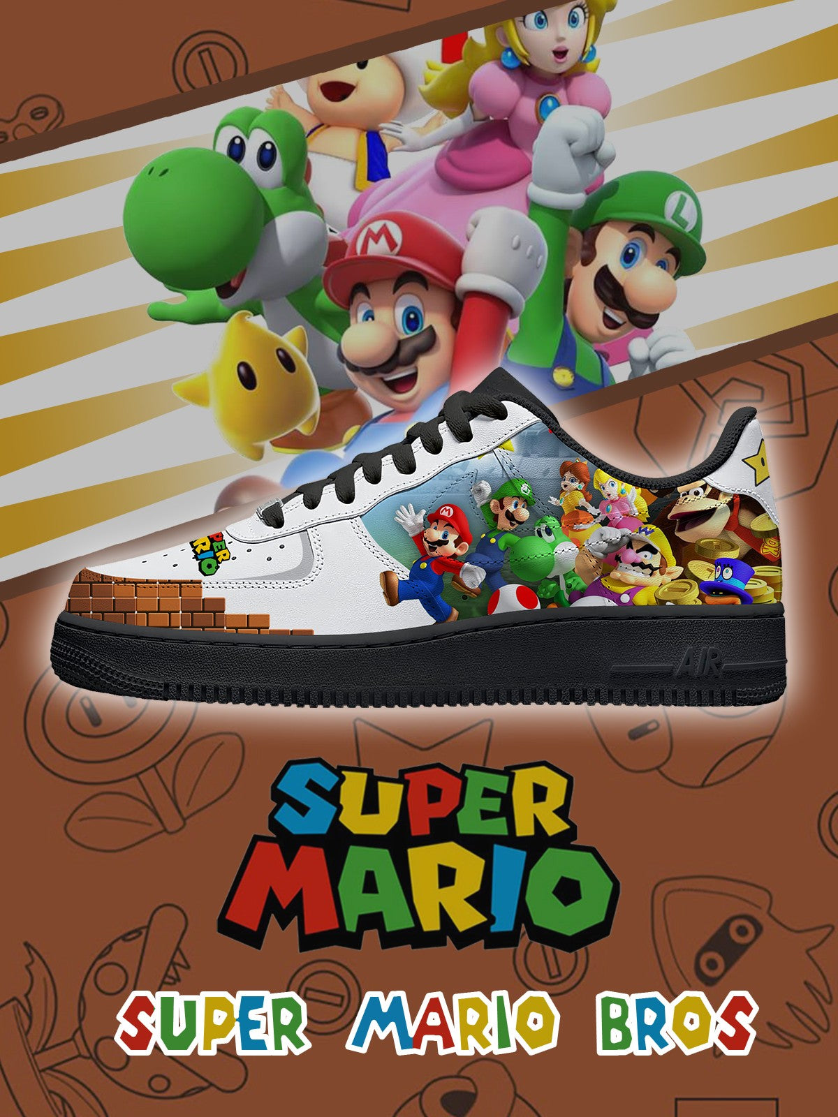 Mario Team V.3 Custom Air-Style Sneakers