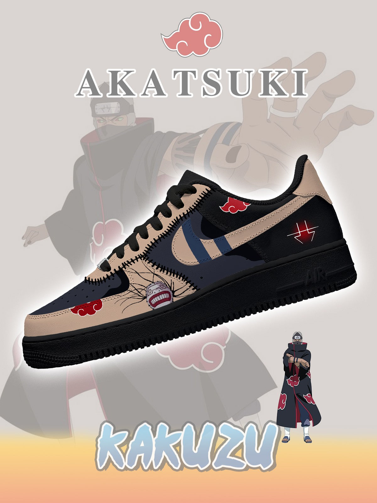 Akatsuki Kakuzu Nr. 3 Custom Air-Style Sneakers