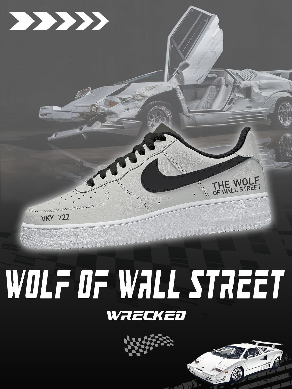 Wrecked Countach V.1 Custom Air-Style Sneakers