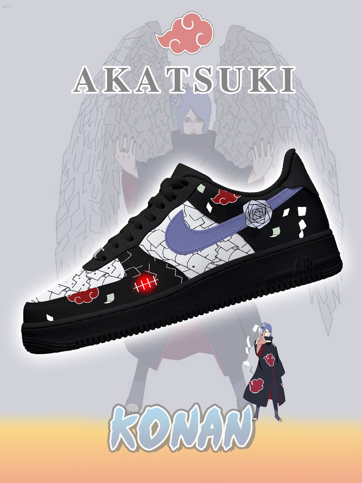 Zapatillas deportivas personalizadas estilo Air de Akatsuki Konan No.3