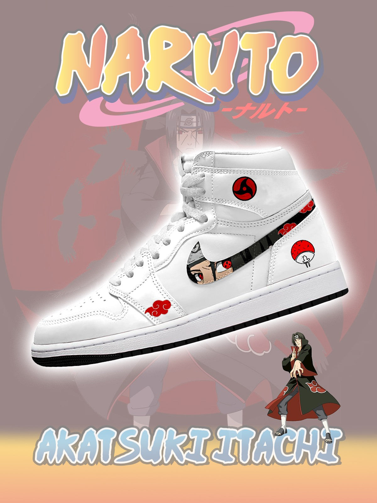 Zapatillas altas personalizadas Akatsuki Itachi Uchiha V.3