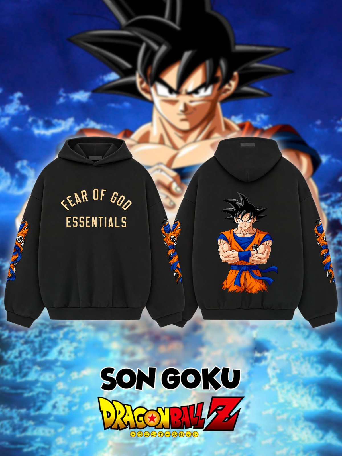 Son Goku V.2 Custom Ess. Hoodie
