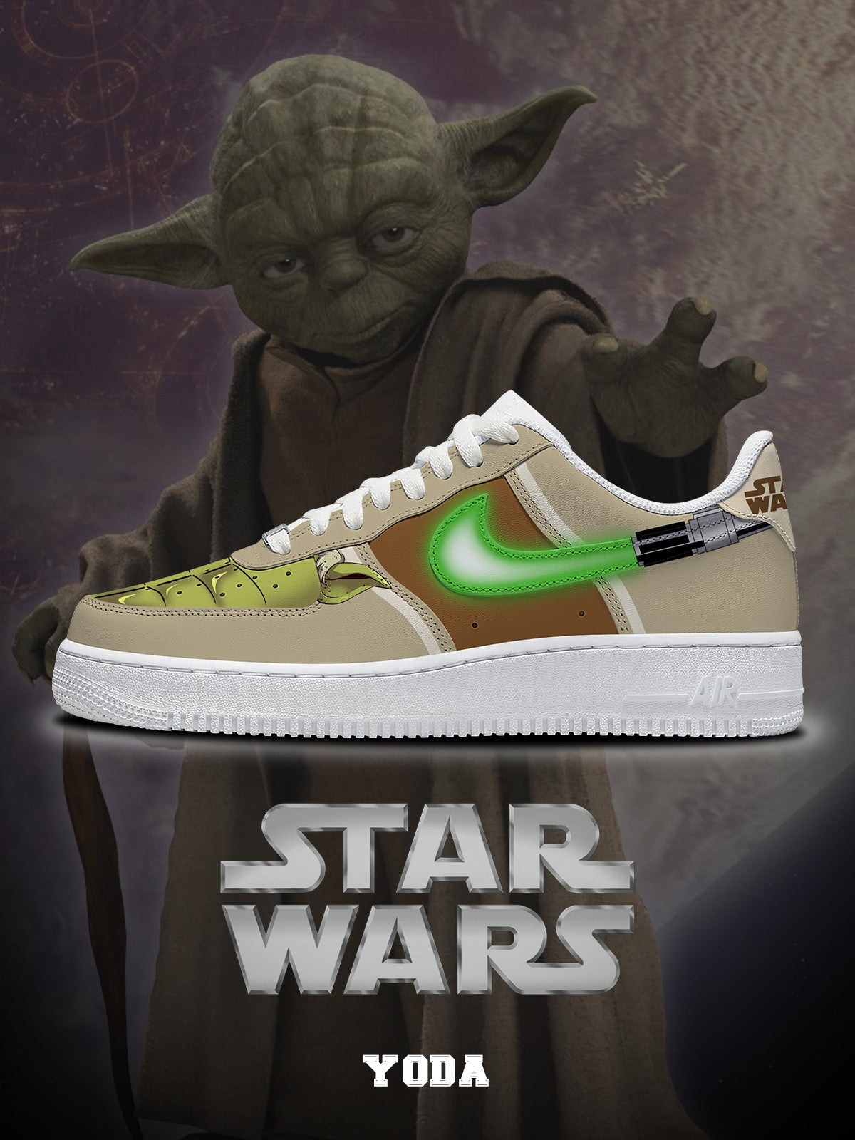 Zapatillas deportivas personalizadas estilo Air de Yoda V.1