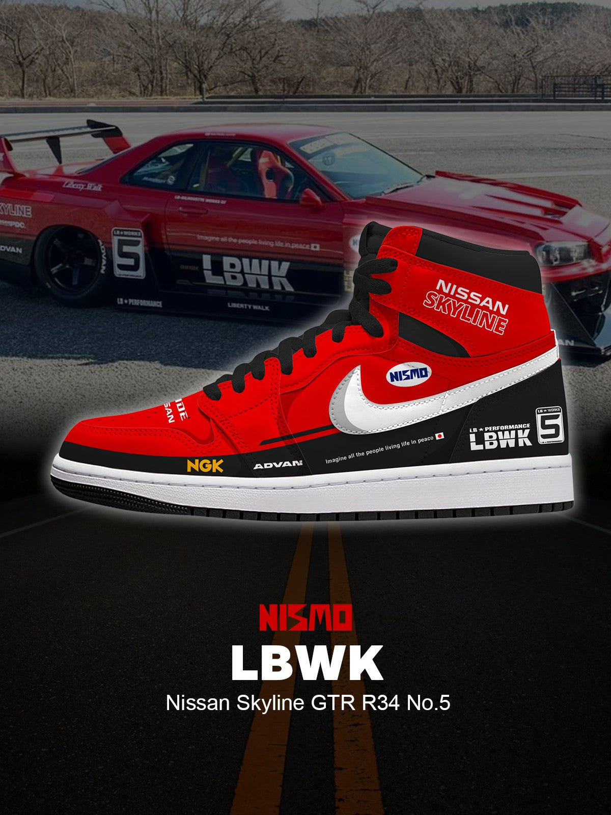 Skyline GTR R34 Nr. 5 V.1 Custom High-Top Sneakers
