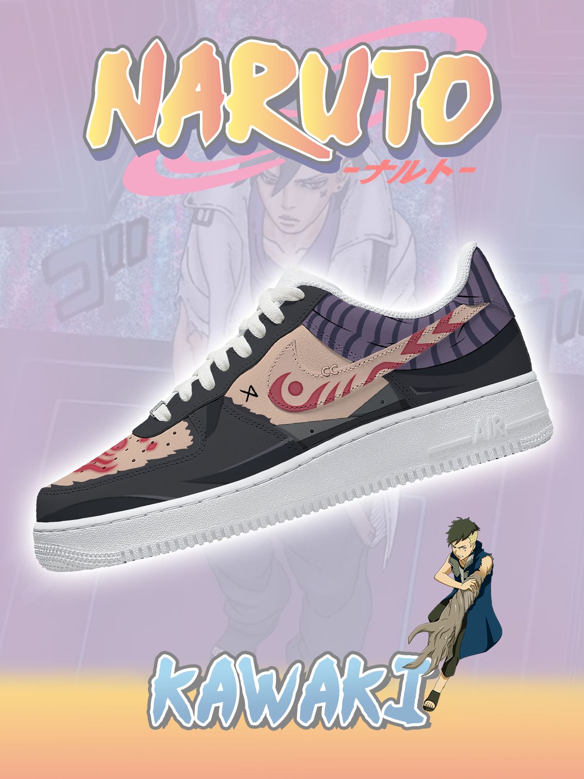 Zapatillas deportivas personalizadas estilo Air de Boruto Kawaki
