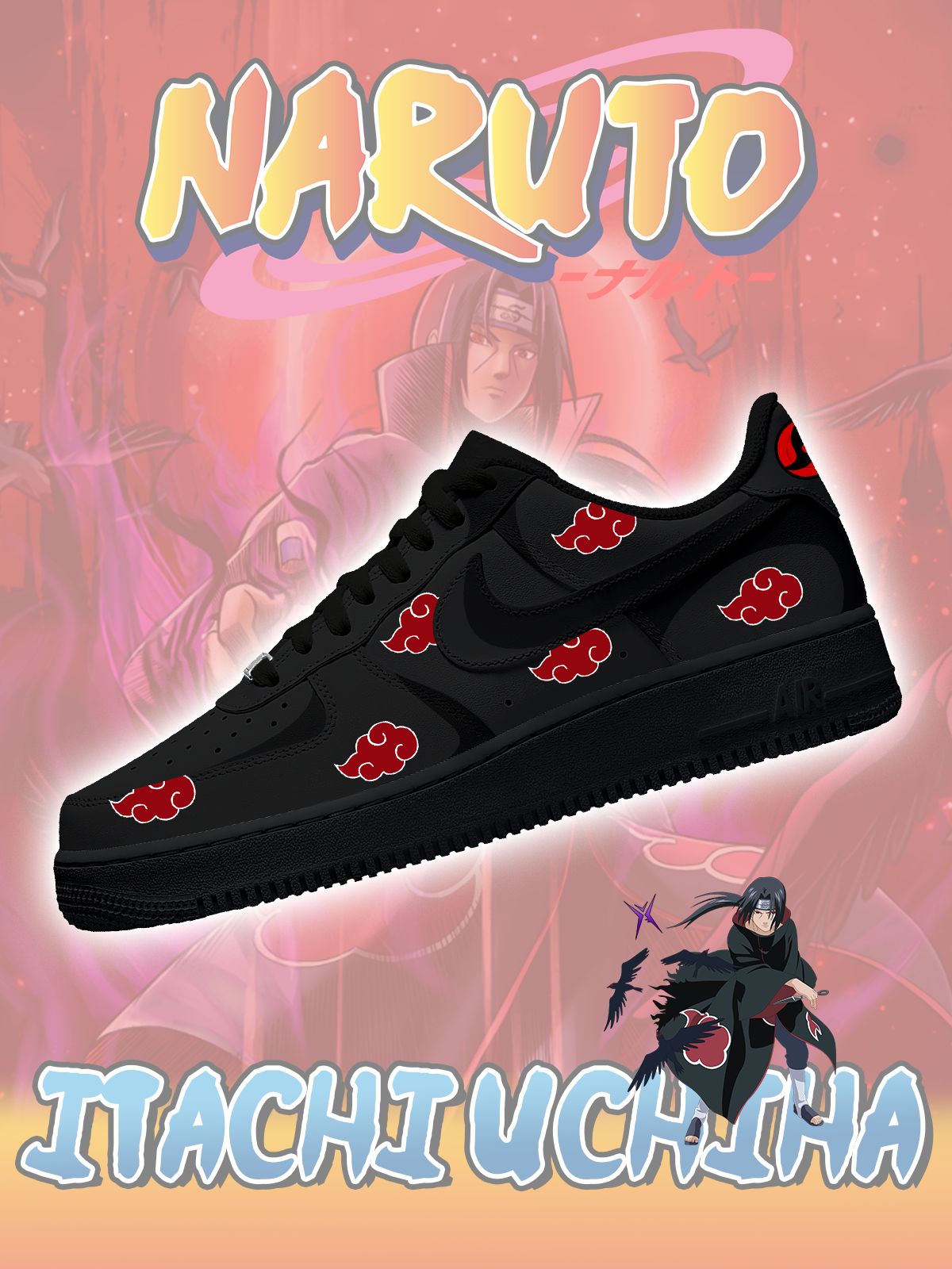 Zapatillas deportivas personalizadas Akatsuki Itachi Uchiha n.° 5 Air-Style