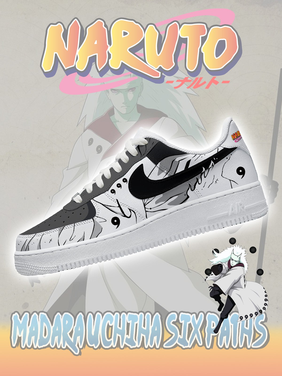 Zapatillas personalizadas estilo aire Madara Uchiha Six Paths V.1